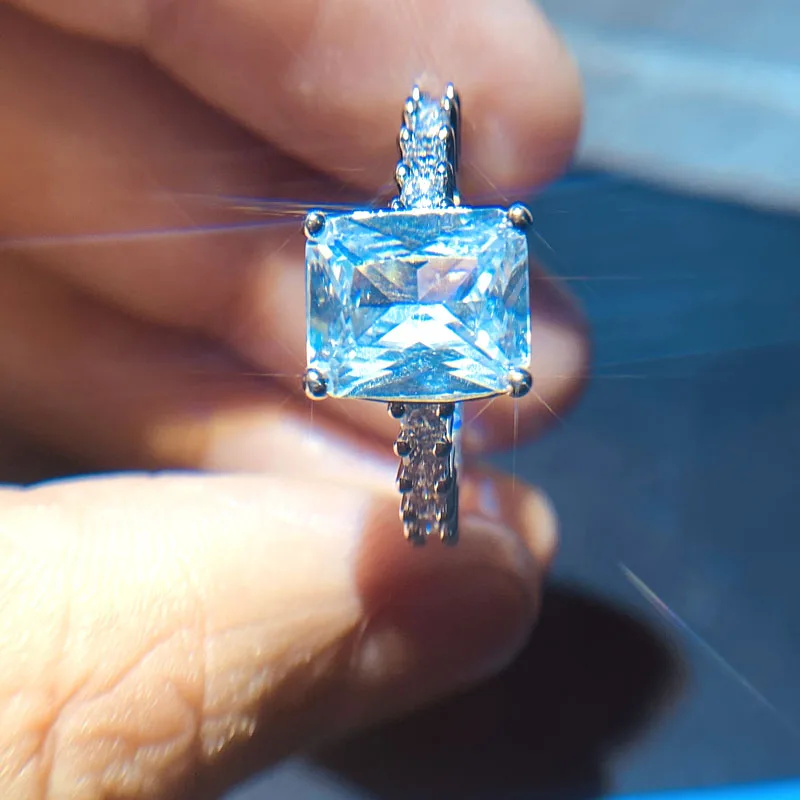 Модные обручальные кольца принцессы с белым цирконом 2 карата серебряного цвета