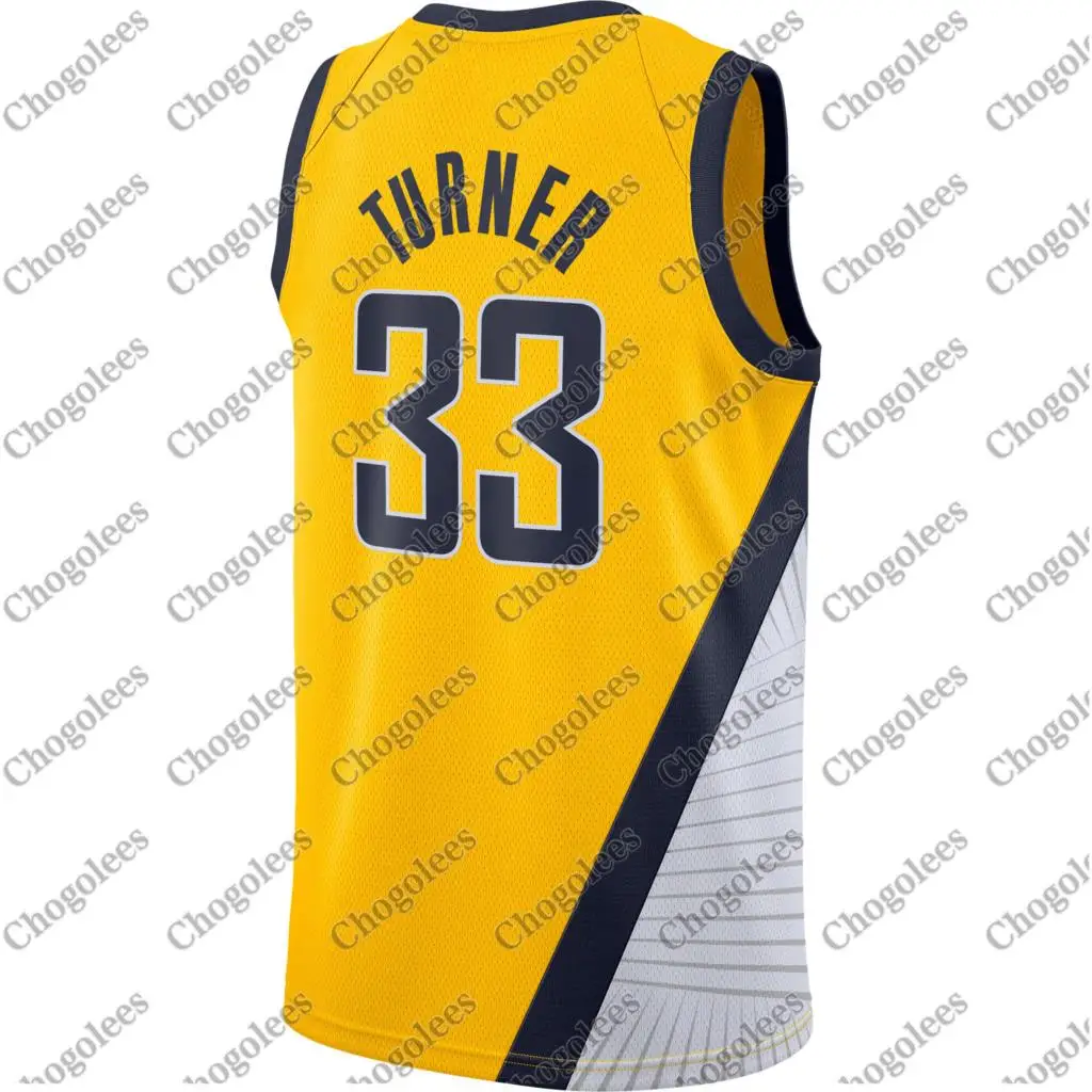 

Men Basketball Jersey Myles Turner Indiana Finished Swingman Jersey Gold Statement Edition