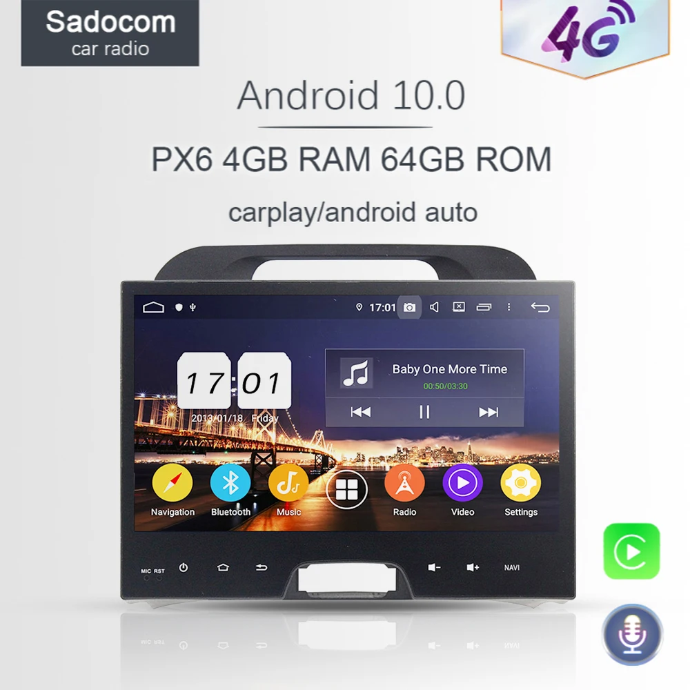 Автомобильный радиоприемник PX6 DSP TDA7851 10 1 дюйма Android 0 4 Гб ОЗУ 8 ядер 5 Wi Fi GPS