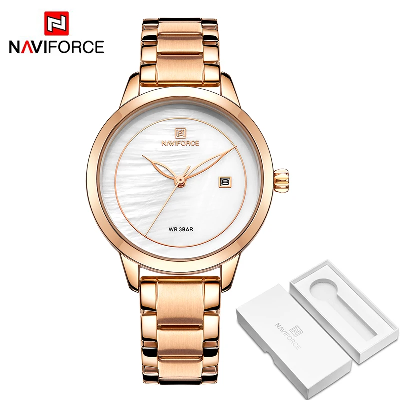 RGW BOX NAVIFORCE женские часы люксовый бренд Модные простые серебряные кварцевые часы с датой водонепроницаемые наручные часы женские часы Relogio Feminino - Цвет: RGW BOX