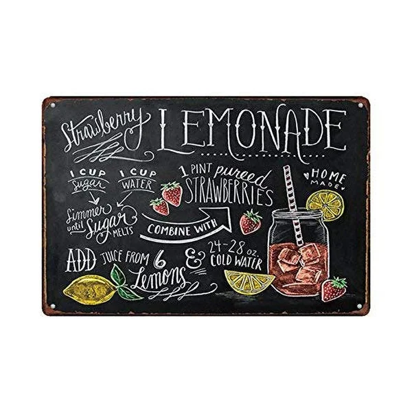 

Strawberry Lemona Tin Sign art wall decoration,vintage aluminum retro metal sign