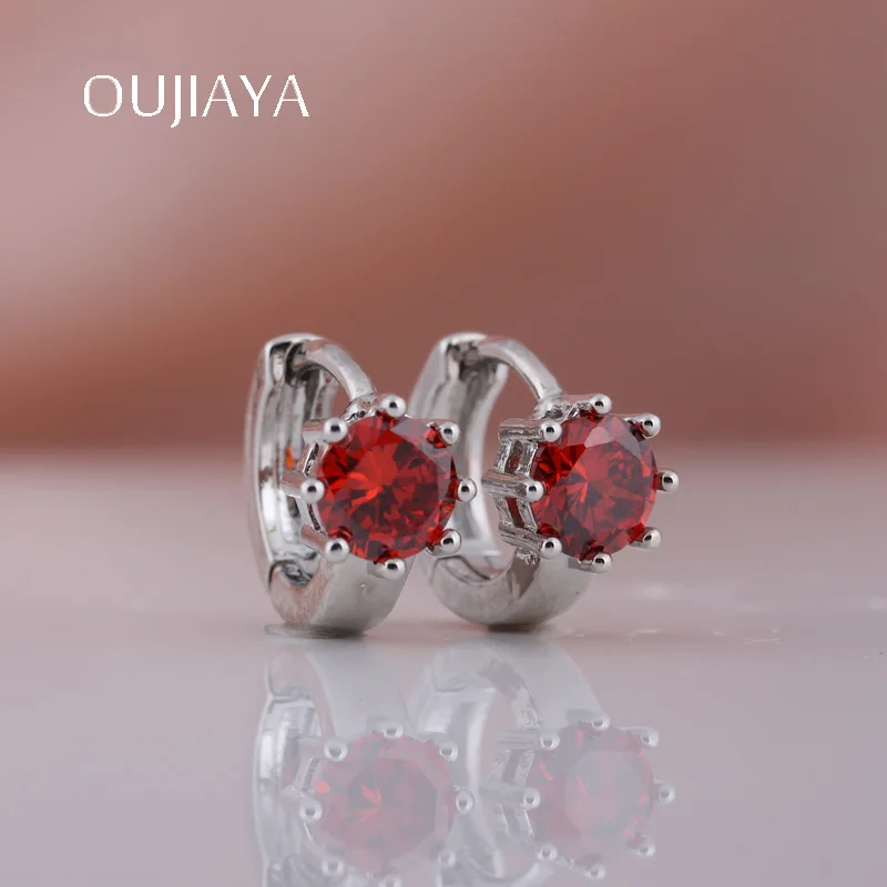 Женские круглые серьги подвески OUJIAYA маленькие из розового золота 585 пробы с