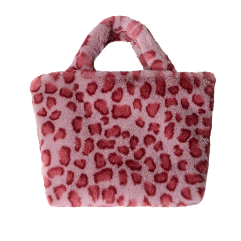 

2020 winter new arrivals fashion women fur bags large luxury leopard fur duffle bag female handbags
