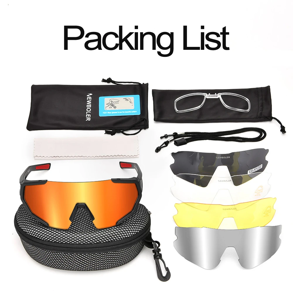 

NEWBOLER Cycling Sun Glasses 5 Lens Mountain Bike Glasses Bicycle Eyewear Outdoor Sport Sunglasses UV400 Polarized For Men Women