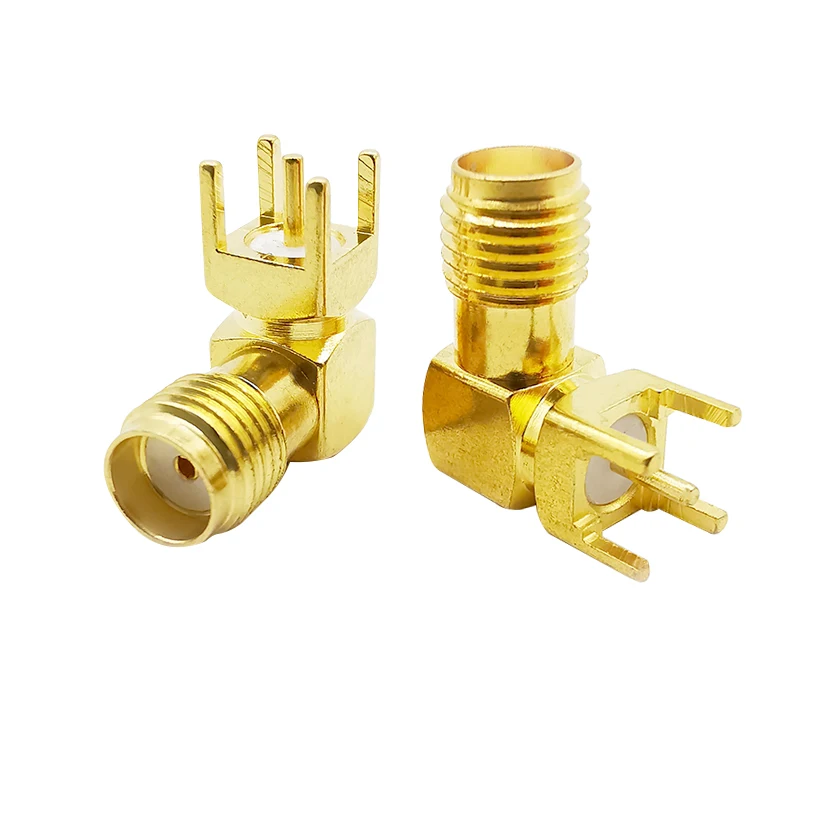 2 шт. SMA разъем под прямым углом 90 градусов (SMA KWE) RF коаксиальный адаптер 4 Pin
