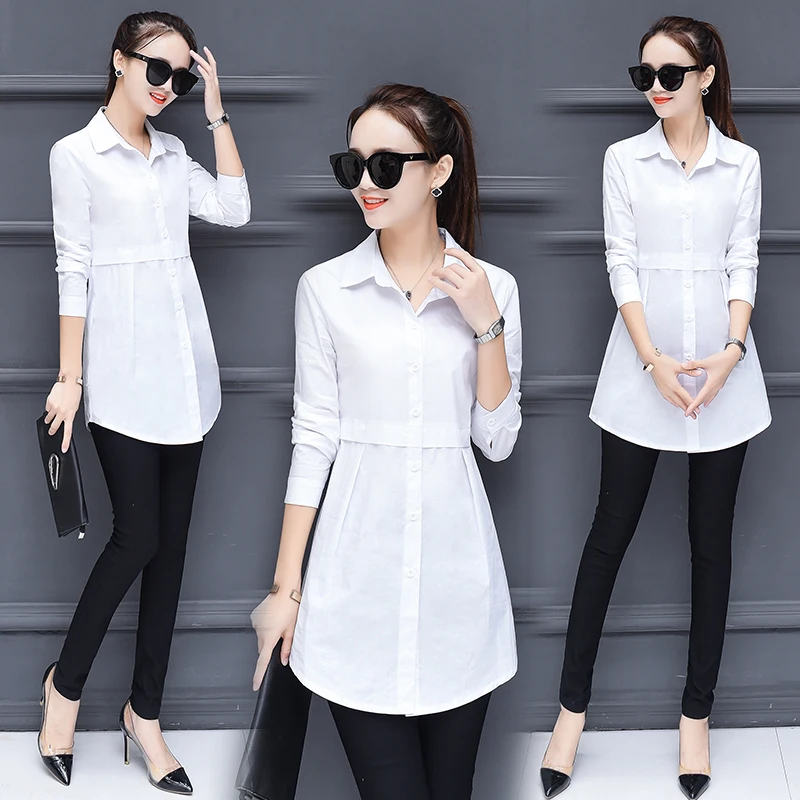 

Long shirt female long-sleeved 2020 autumn new Korean version of the loose bottom shirt shirt women