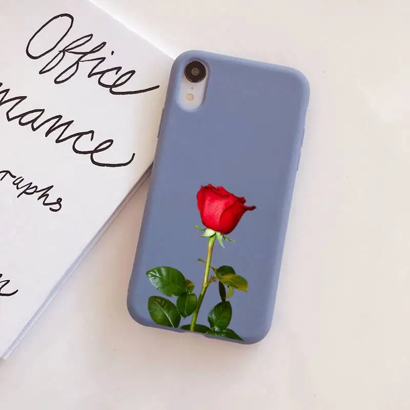 

TOPLBPCS Red Rose Flower Phone Case Soft Solid Color for iPhone 11 12 13 mini pro XS MAX 8 7 6 6S Plus X XR