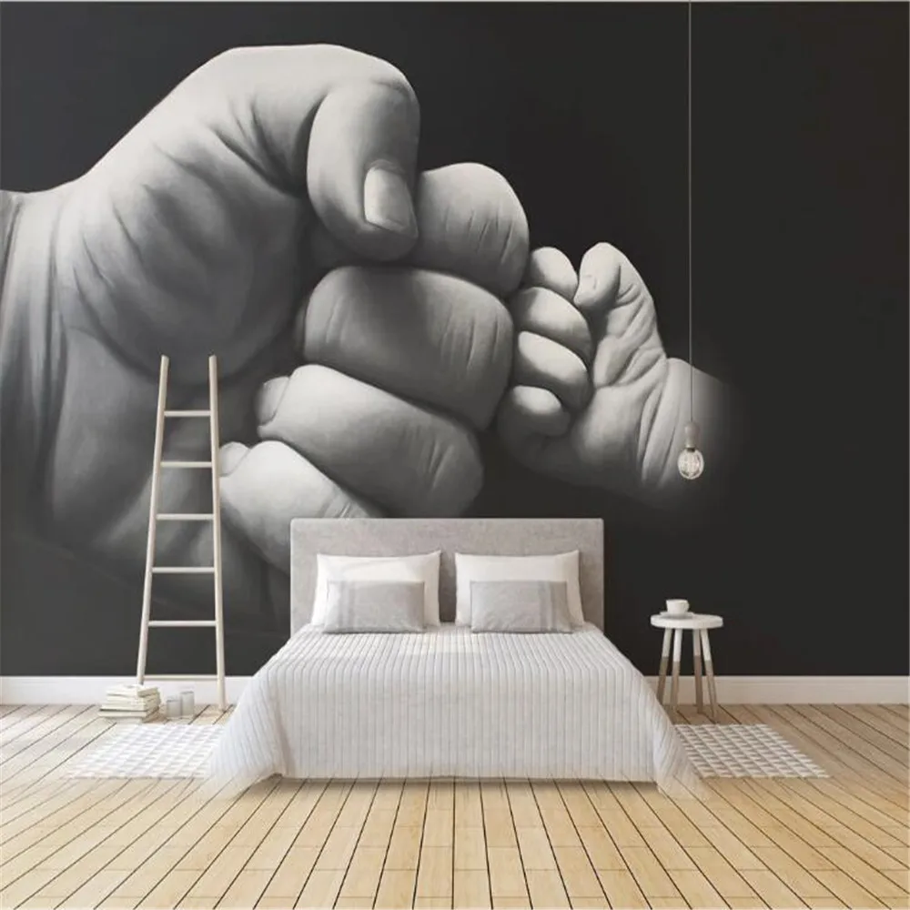 

milofi creative hand painted black and white fist background wall decoration painting