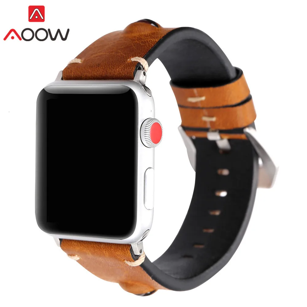 Зеленый кожаный ремешок для Apple Watch 40mm 44mm 38 мм 42 мм глаза деко запасной браслет ремешок Ремешок для iwatch 1 2 3 4