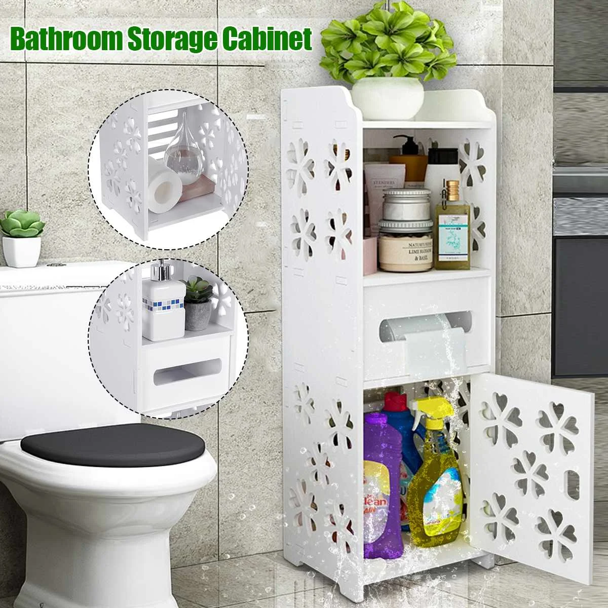 

Стеллаж для душа, полый Цветочный напольный, стойка для раковины, стеллажи для хранения мелочей, мебель для туалета