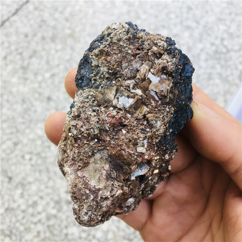 

Rare natural black tourmaline comes with mica ore original crystal