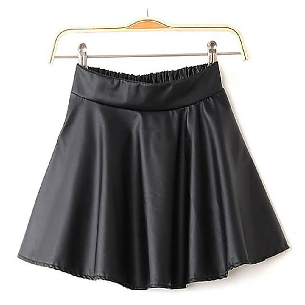 

Women Vintage High Waist Leather Pleated Mini Skirt Ladies Solid Casual Base Chic Skirts Fashion 2021 Faldas Cortas Female #YJ