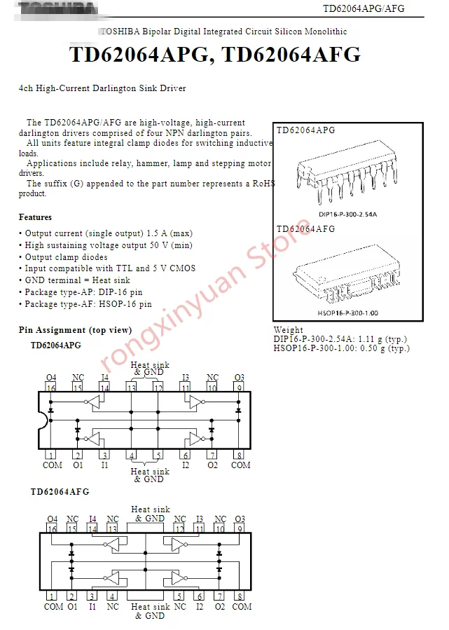 TD62064AFG HSOP16 TD62064 4-канальный драйвер для раковины Дарлингтона 100% Новый оригинальный