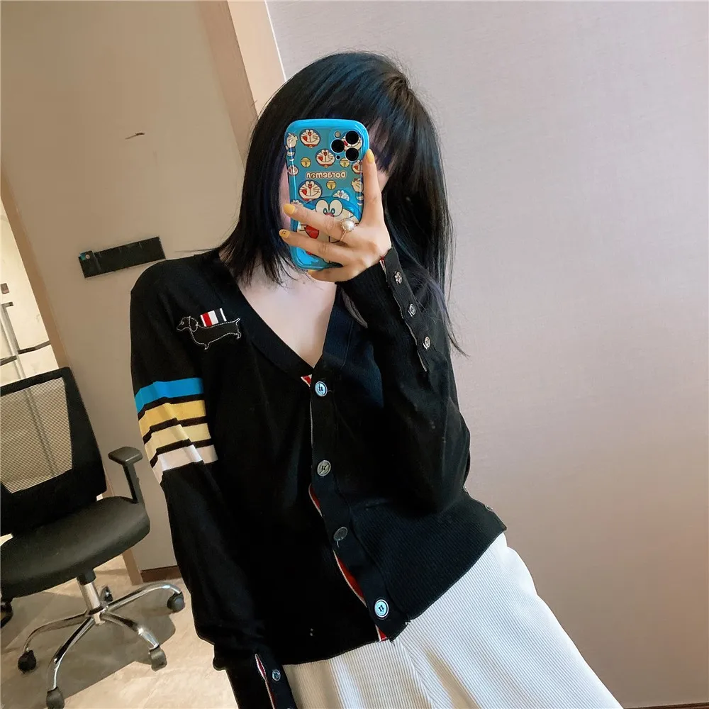 

2021 New Fashion TBTHOM Brand Sweaters Slim Fit V-Neck Cardigans Clothing Four Striped Cotton Wool Spring and Autumn Casual Coat