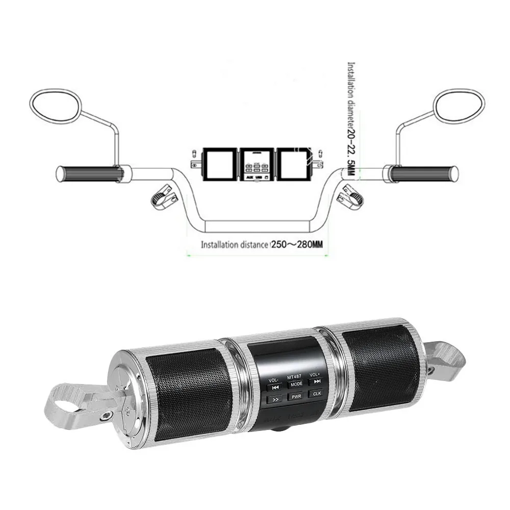 12V Motorcycle MP3 Music Player BT Speaker FM Radio Waterproof Adjustable Bracket Stereo Audio |