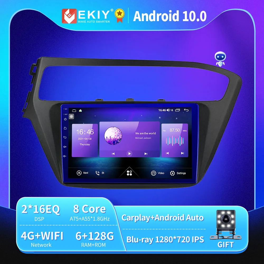 

EKIY Android 10 Car Radio For Hyundai I20 2017-2018 Autoradio Blu-ray 1280*720 IPS/QLED Multimedia Video Player Navi GPS no 2din