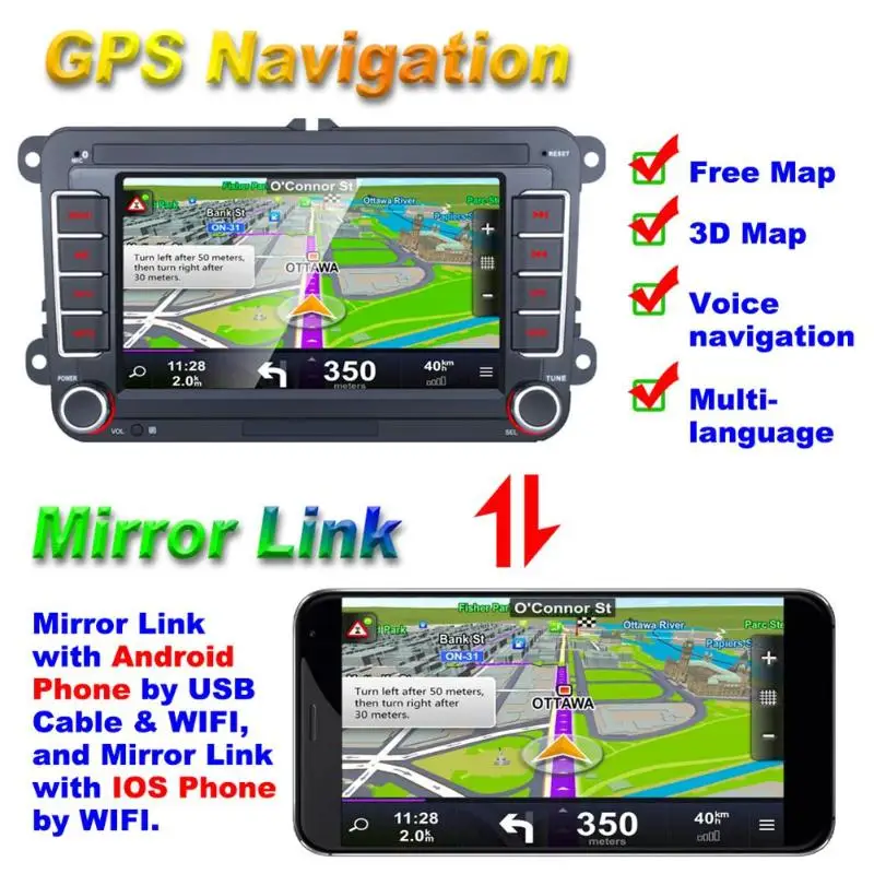 Прочный автомобильный стерео нежная текстура RK-A720 Android 8 0 gps Bluetooth WiFi FM радио