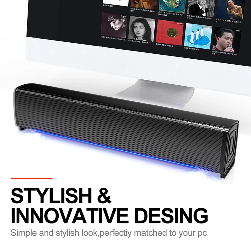 

5D Stereo Sound bar Wired Computer Speakers LED Subwoofer Surround Soundbar for Laptop PC Home Theater Sound System TV Sound bar