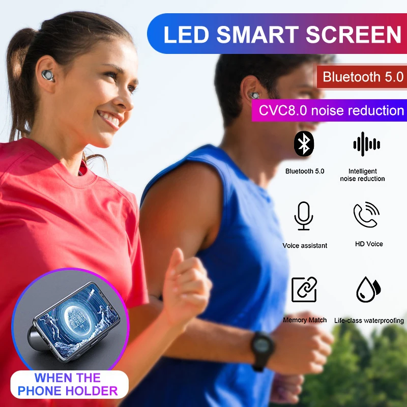 Sport Wireless Earphone Bluetooth V5.0 F9 TWS Wireless Bluetooth Headphone LED Display With 2000mAh Power Bank Headset Earphone