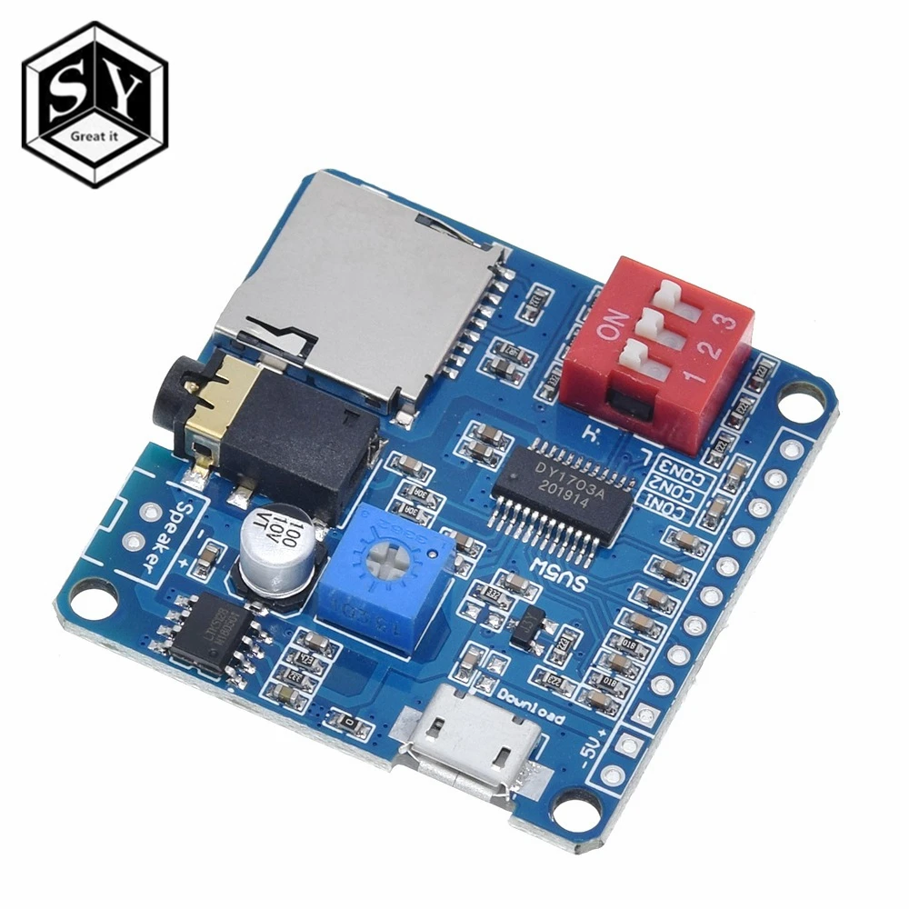 Для Arduino 5W усилитель воспроизведения голоса Модуль MP3 музыкальный плеер SD/TF карта