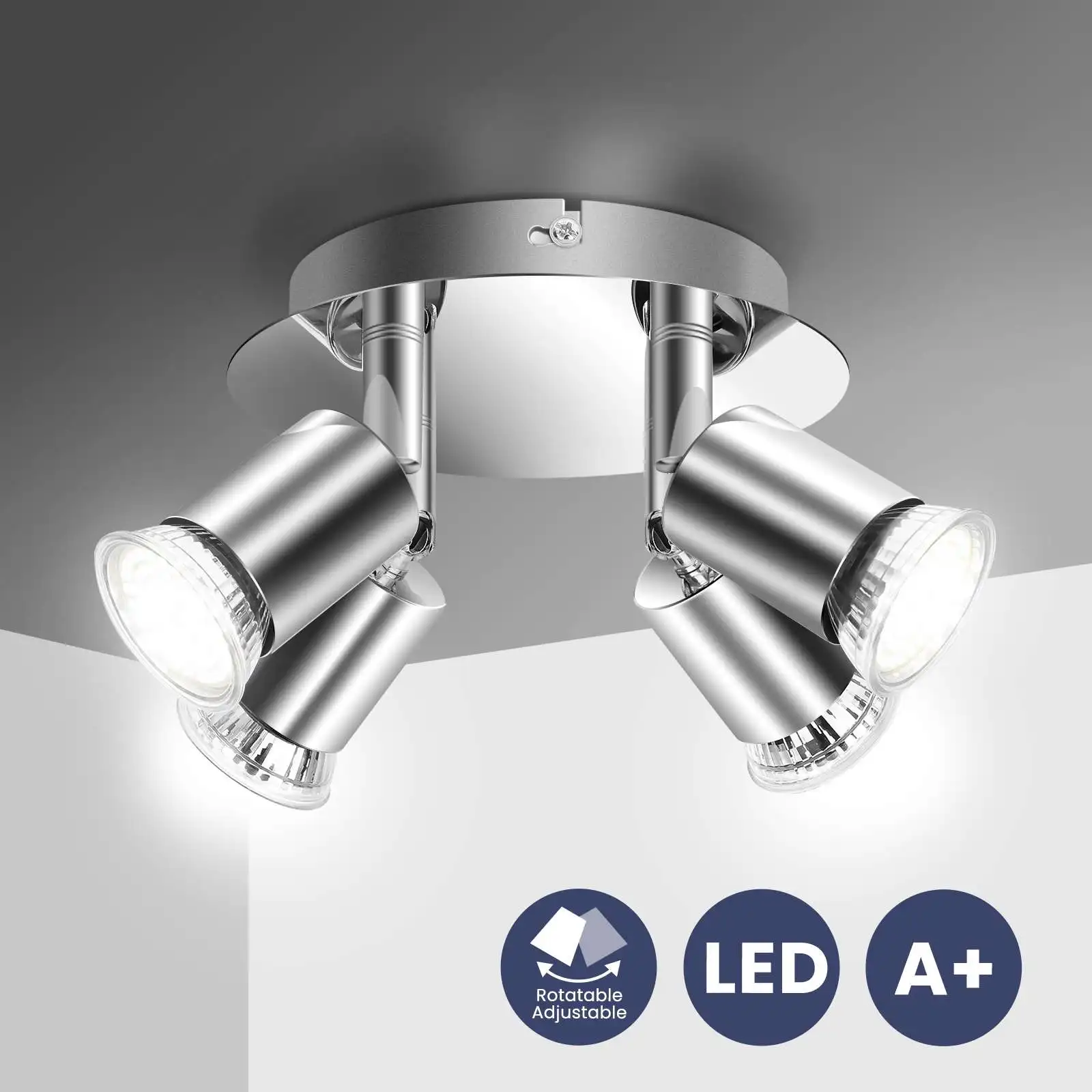 

Round GU10 Ceiling Light Living Room Adjustable 4-Light Ceiling spots Bedroom LED Kitchen Surface Mount Ceiling Spot Light