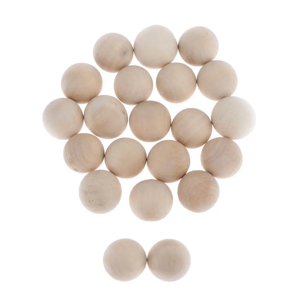 

20x Hardwood Balls Solid Natural Beech Wood Balls Beads Crafts