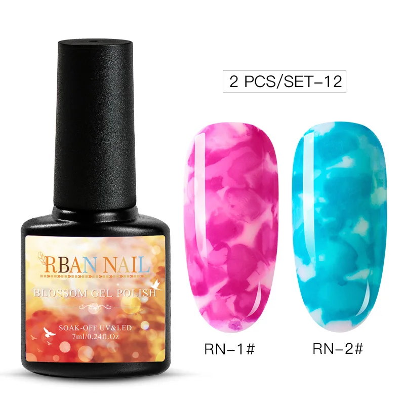 ZH04535 RBAN NAIL 8 мл Цветущий Гель-лак для ногтей акварельные чернила эффект дыма мрамор смазывание Lquid градиентный лак Гель-лак для творчества маникюр - Цвет: ZH04535