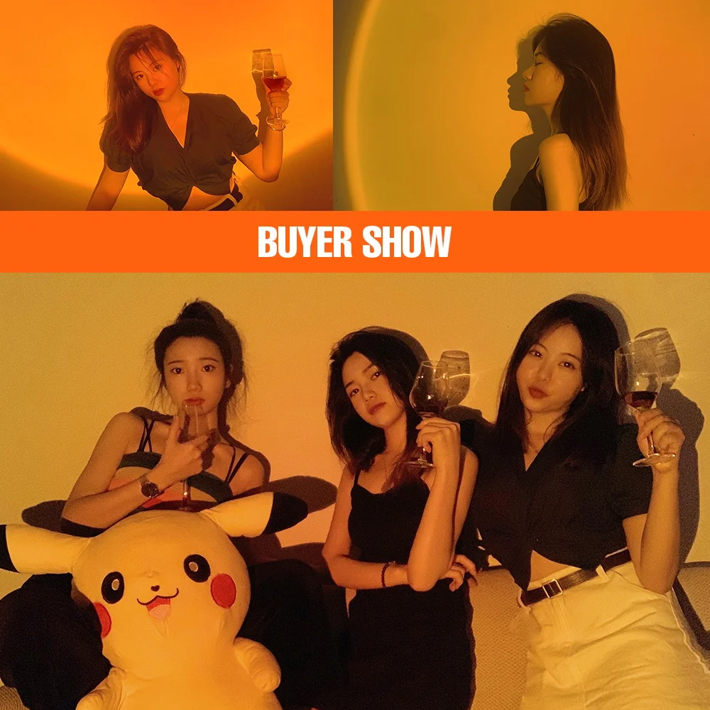 

LED Rainbow Porjection Lamp USB Ambient Light LED Sunset Lamp Bulb Floor Neon Lights Projector 15 Colors Novelty Photo Filter