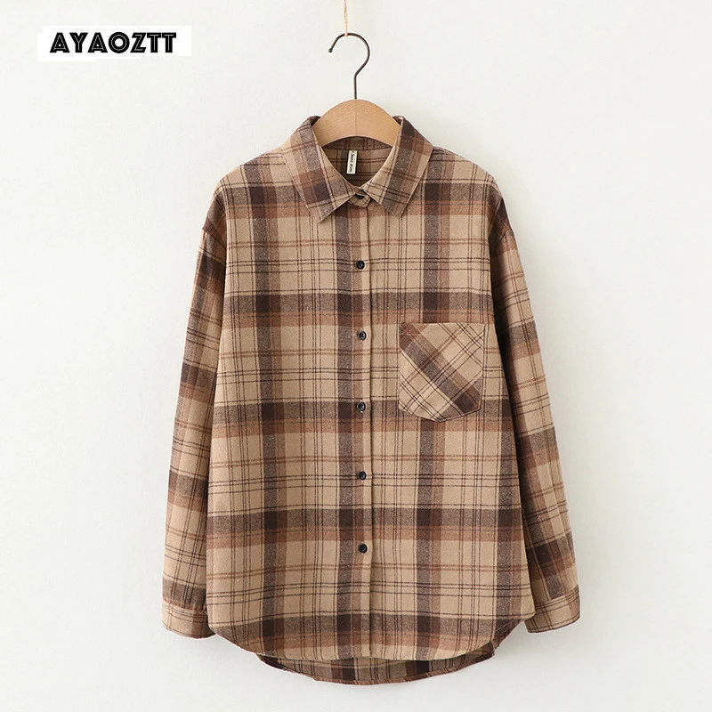 

Womens plaid shirts women blouses and tops women's over-shirt tiles long sleeve checked Spring Autumn Lady plus size Shirt