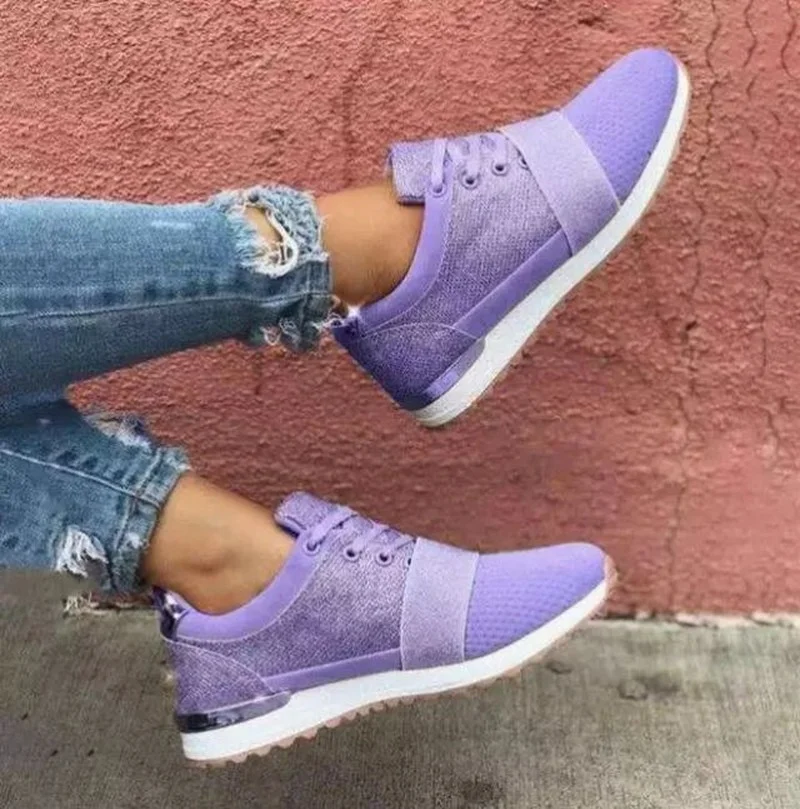 

2021 New Women Lace Up Casual Sports Shoes Fashion Splicing Flat Heel Mountaineering Comfortable and Breathable Hot Sell