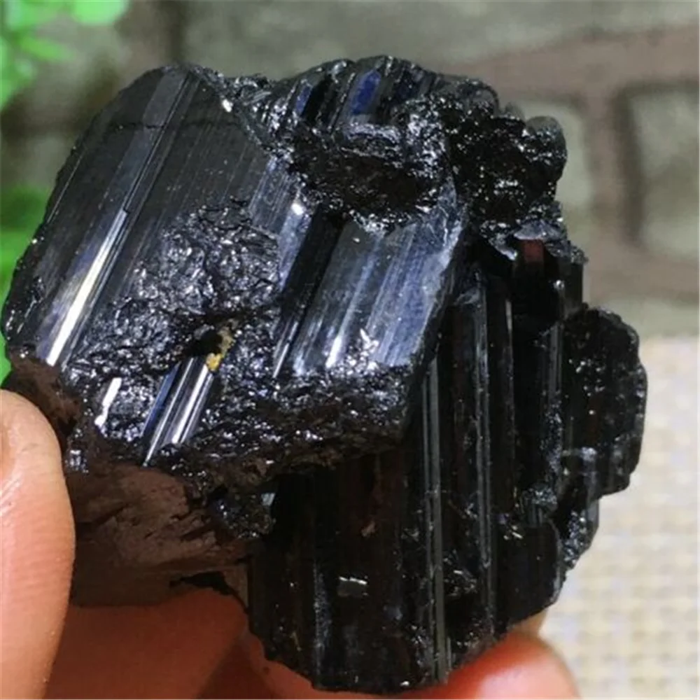 

Natural black tourmaline crystal raw stone gem original mineral sample