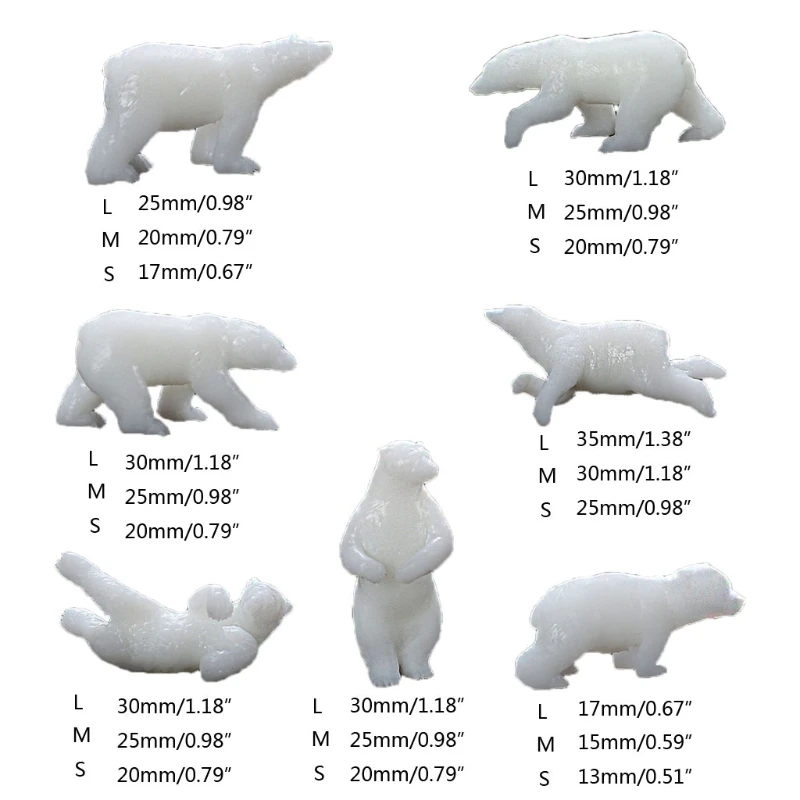 

7 Shape DIY Silicone Mini Polar Bear Modeling Resin Mold Resin Jewelry Fillings