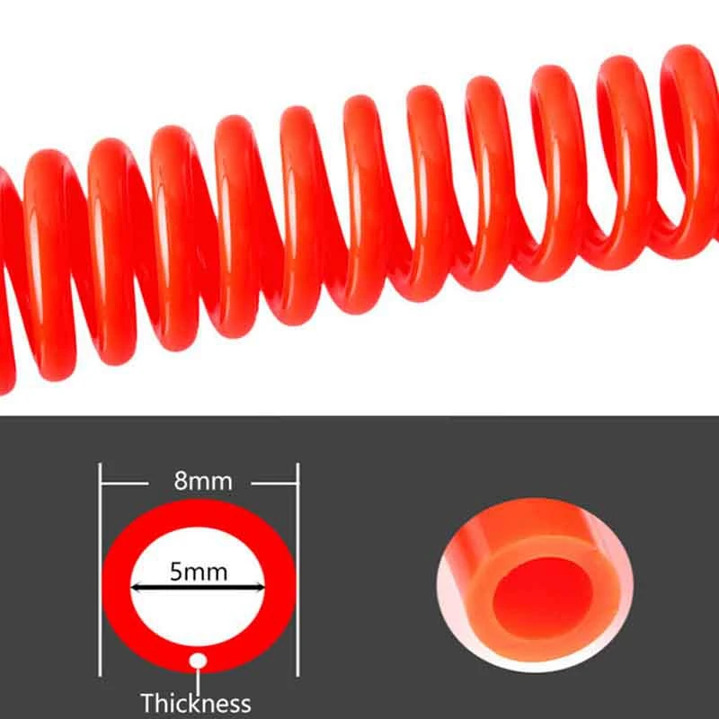 

6M/19.68Ft Pneumatic Spring Tube Trachea with Quick Connector PU High Pressure Resistant Spiral Air Tube Telescopic Hose