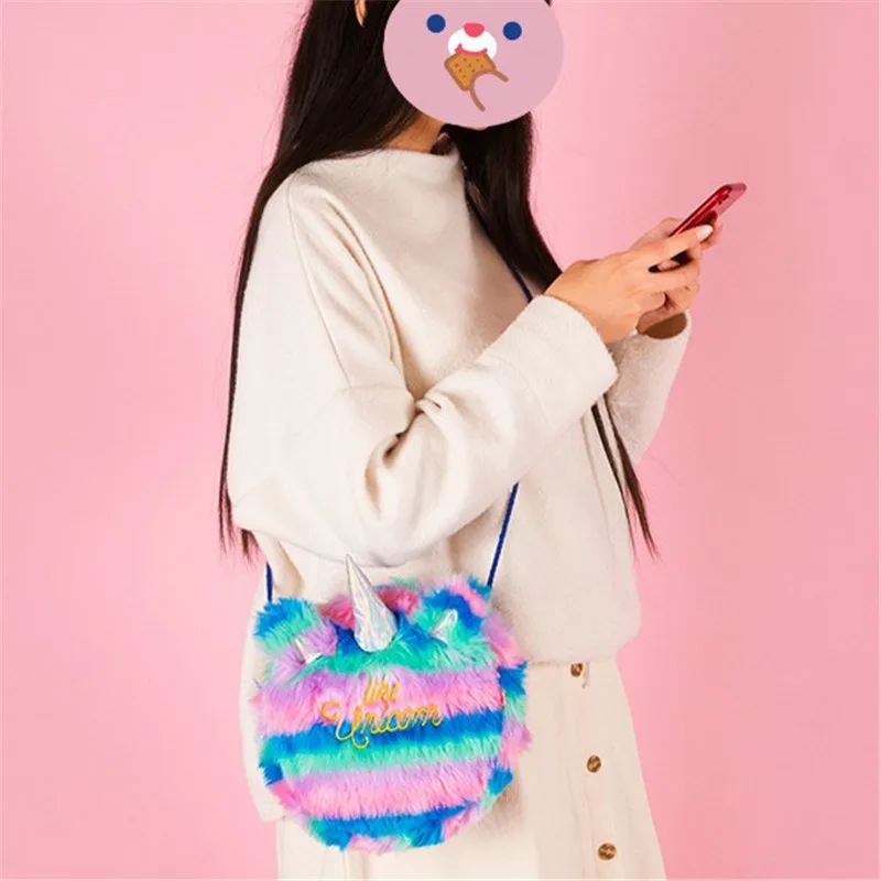

Milkjoy Unicorn Plush Crossbody Bag Cute Girly Heart Rainbow Designer Mini Shoulder Bag For Women 2020