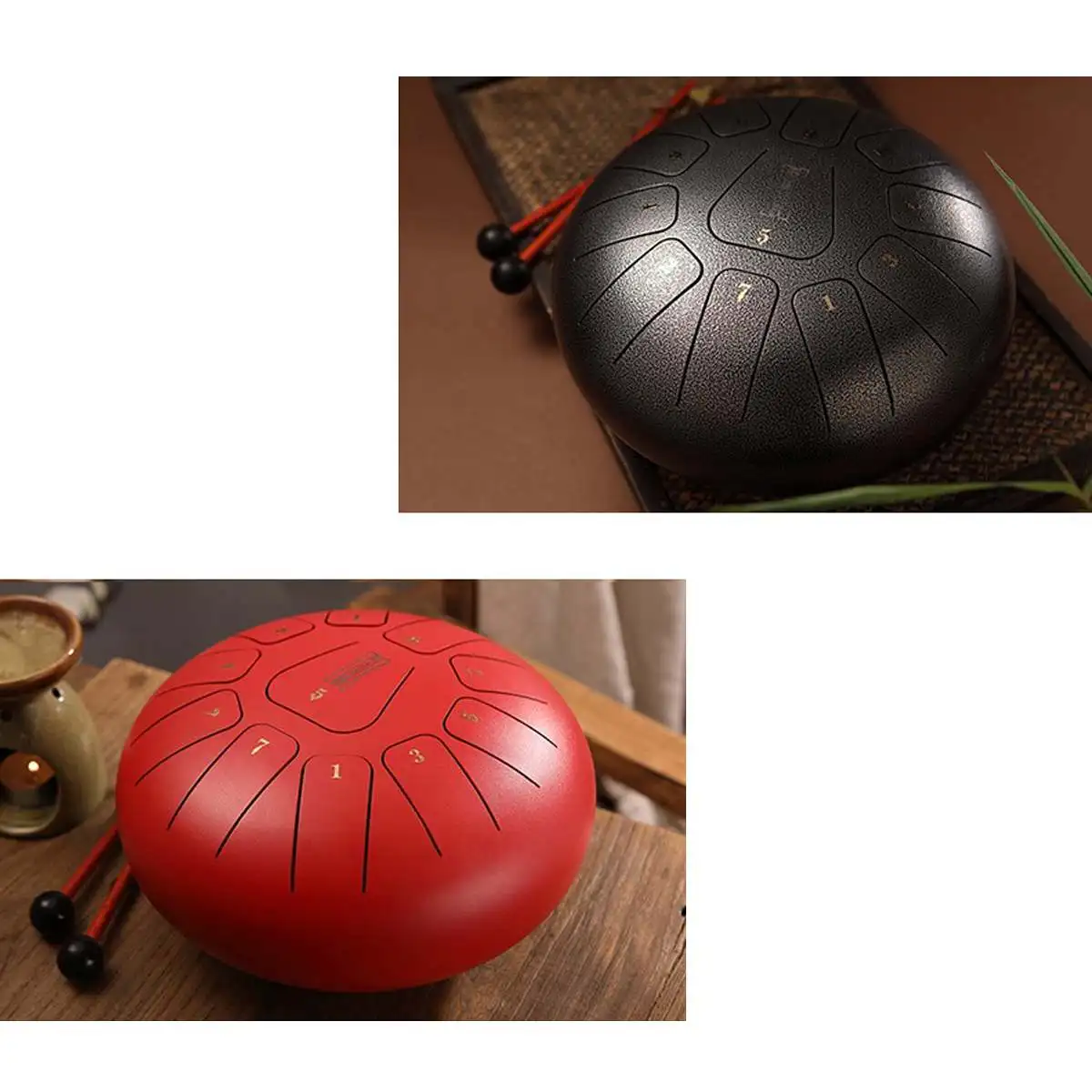 

10 Inch 11 Tone Steel Tongue Drum Hand Tankdrum Yoga Meditation Zazen Relax Percussion Drum Handpan Instrument w/Drumstick Bag