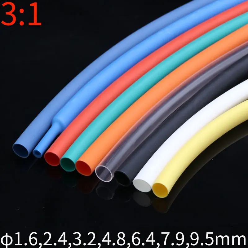 

2M 1.6/2.4/3.2/4.8/6.4/7.9/9.5/12.7/15 mm Dual Wall Heat Shrink Tube Thick Glue 3:1 Shrinkable Tubing Adhesive Wrap Wire Kit