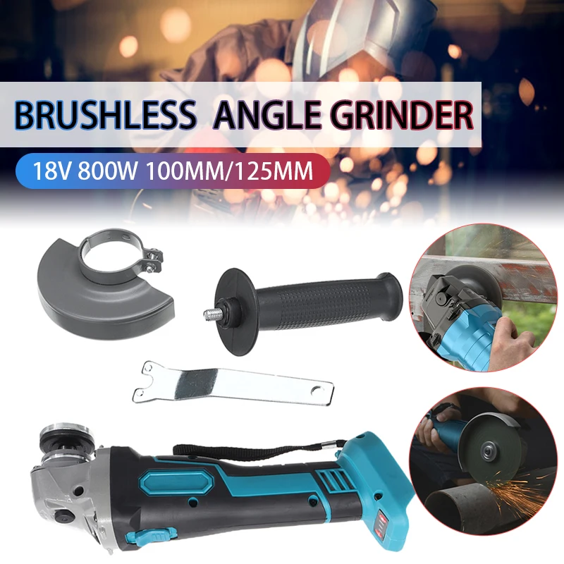 

18V 800W 100mm/125mm Brushless Cordless Impact Angle Grinder DIY Power Tool Cutting Machine Polisher Without For Makita Battery