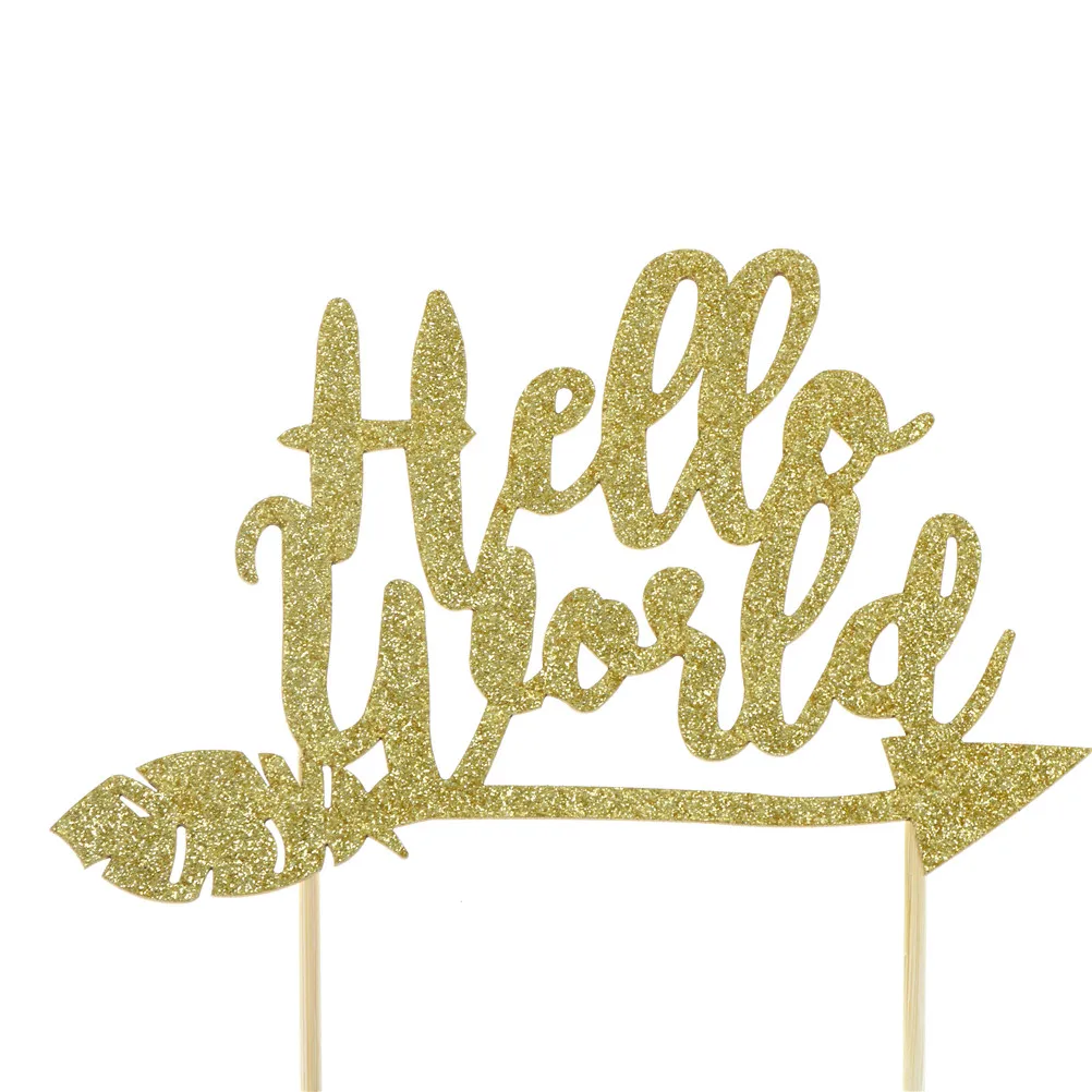 1 шт. торты для кексов с золотым блеском и надписью Wild One Hello World первого дня