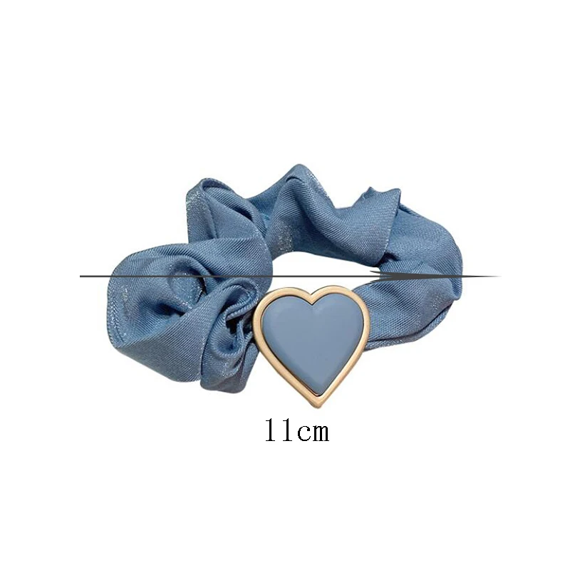 

Girls Cute Scrub Heart Hair Bow Elastic Hair Bands Heart Hair Ties Scrunchies Ponytail Holder Women Hair Accessories