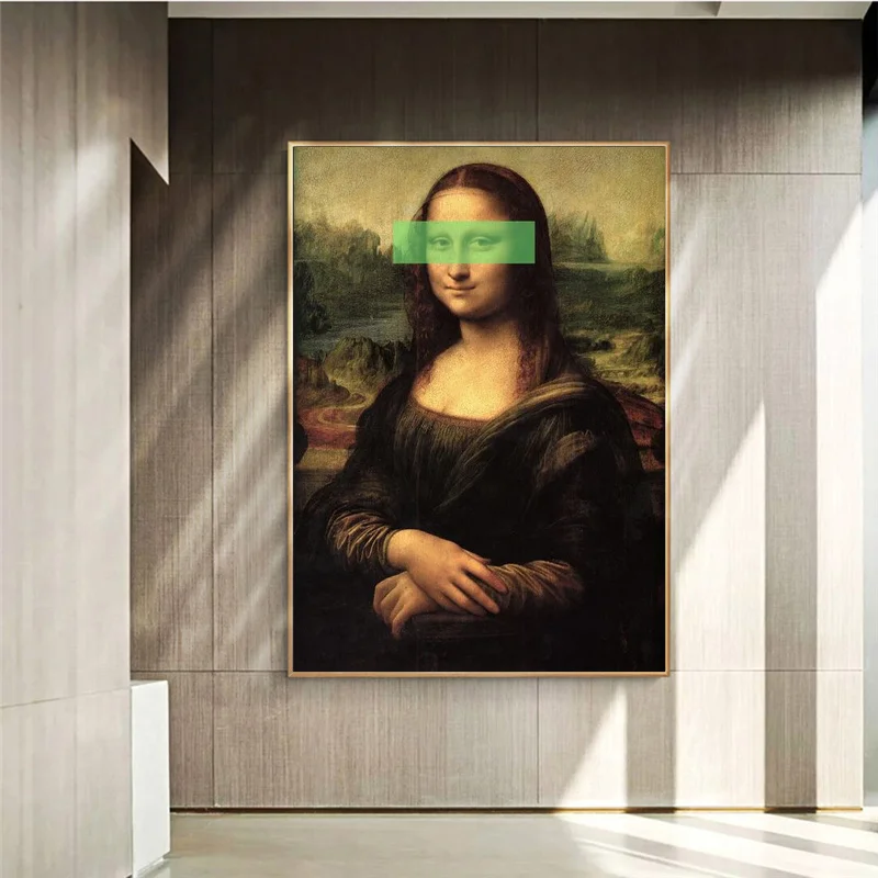 

Leonardo da Vinci-Mona Lisa Canvas Paintings Reproductions Cover Eyes Pop Wall Art Canvas Pictures For Living Room Decoration