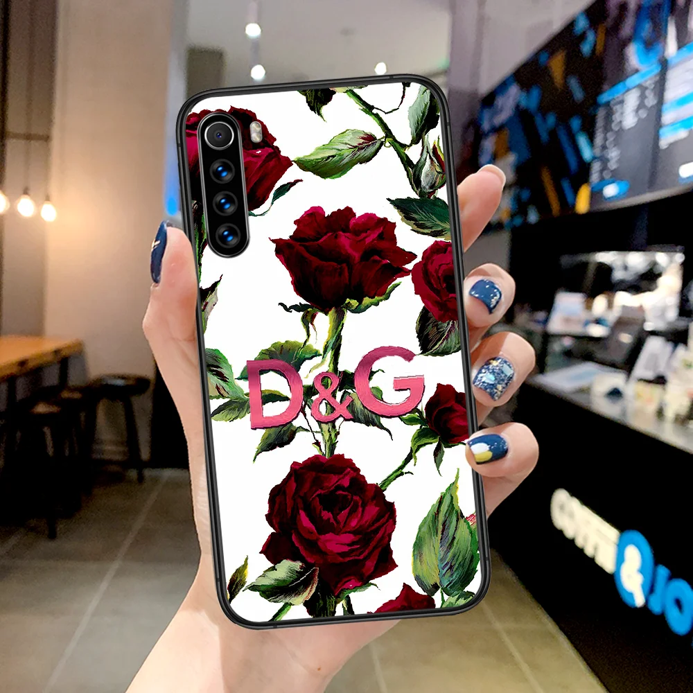 

Fashion luxury Brand DG Phone Case For Xiaomi Redmi Note 7 8 8T 9 9S 4X 7 7A 9A K30 Pro Ultra black Shell Trend Hoesjes Luxury
