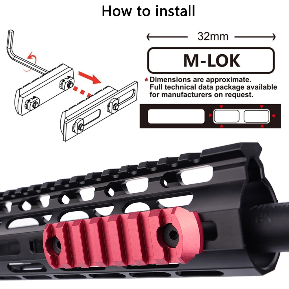 7-слотовая направляющая Пикатинни черная/красная/плоская темная Земля/синяя m-lok