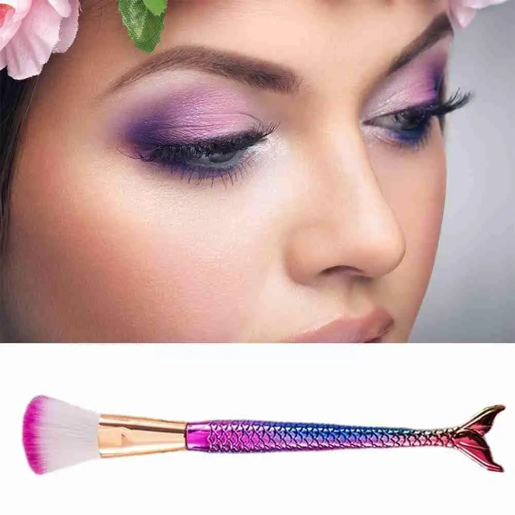 

New Four-piece Suit Mermaid Makeup Brush Fiber Colorful Brush Loose Makeup Soft Practical Tools Powder Hair Beauty Q0U0