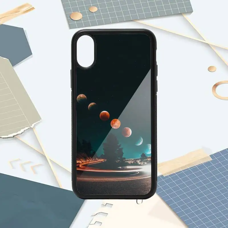 

White moon stars space astronaut Phone Case PC for iPhone 11 12 pro XS MAX 8 7 6 6S Plus X 5S SE 2020 XR