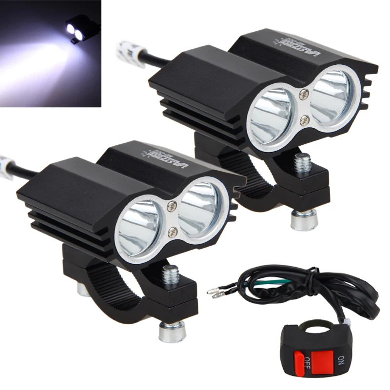 

2PCS 12V-36V 30W 6500K 3000LM 2x XM-L T6 LED Motorcycle Headlight Spot Work Light Offroad Driving Fog Lamp with Switch