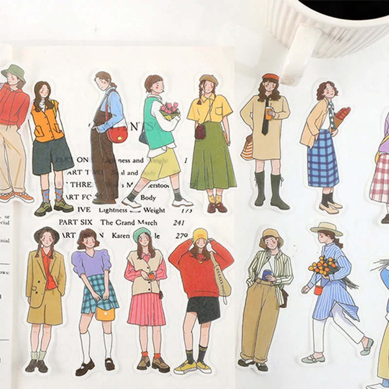 

Cute Girl Diary Journal Decorative Stickers 40 Pieces Cartoon Boy Scrapbooking Stationery Journal Stickers