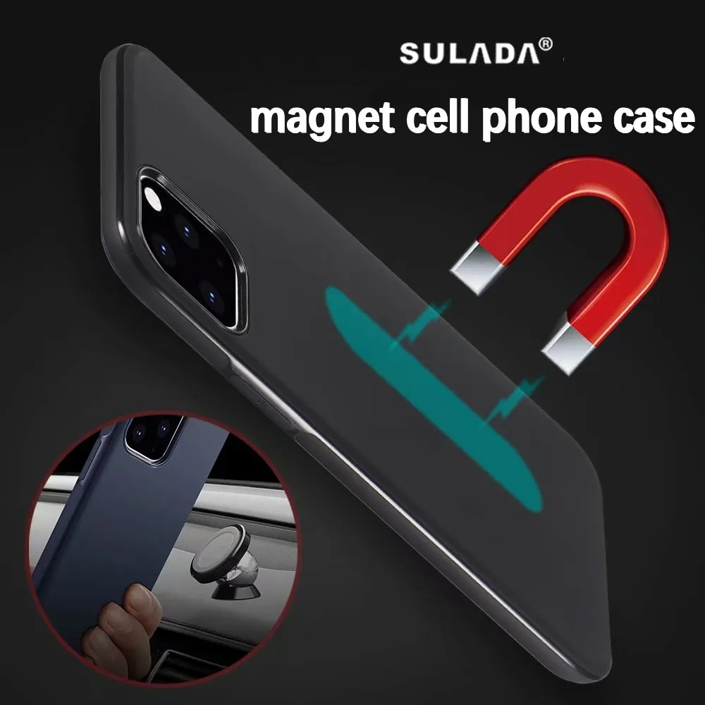 Магнитный автомобильный чехол держатель для iPhone 11 pro max мягкий силиконовый из ТПУ