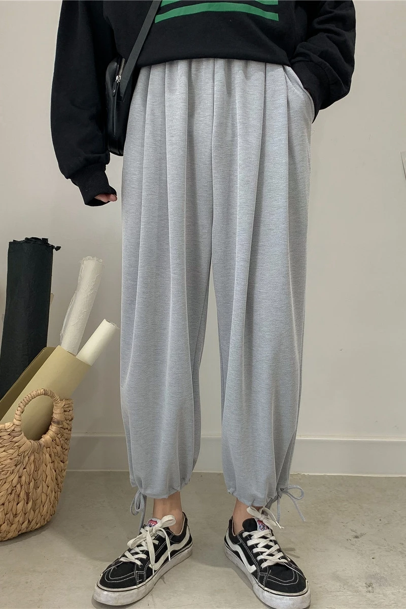 

Autumn men's leg-tied loose wide leg pants Korean style casual pants fashionable sports pants all-match fashion brand leg-tied