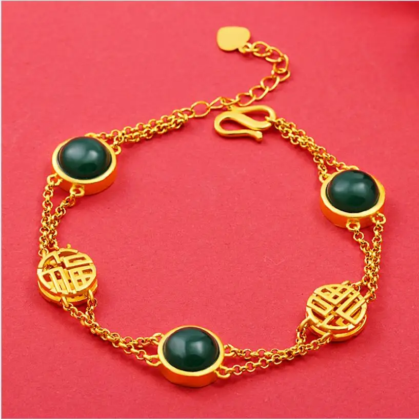 

Hi Classic 24k gold chain hand Copper coins gold bracelet party friend birthday gift Tourist Souvenir link