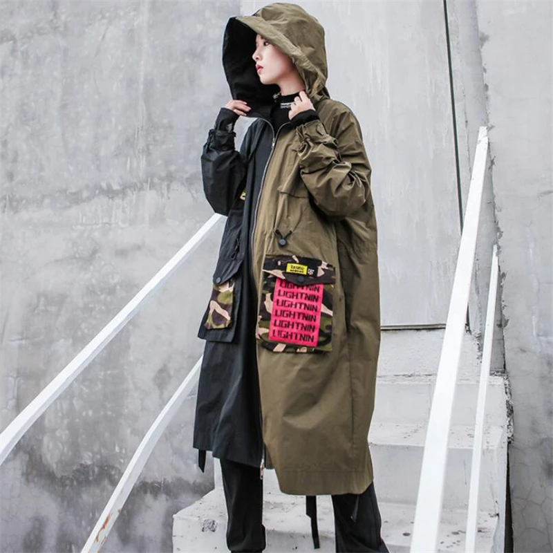 Женский длинный кардиган с капюшоном свободная уличная куртка большого размера